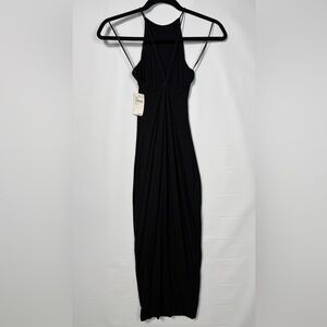 GOOD AMERICAN Halter Slip Maxi Dress Size 0 Black Bodycon Classy Lady